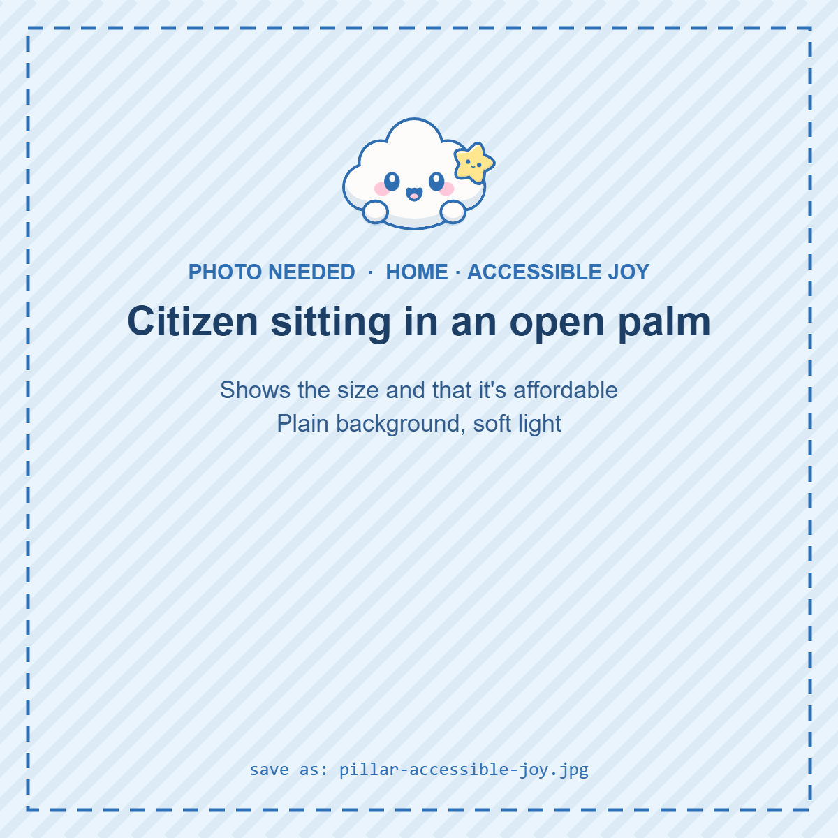 A citizen sitting in an open palm